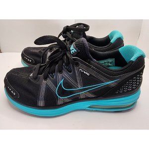 Nike LunarMX+ Flywire Women's Running Sneaker, Black / Blue, Max Air, Size 8.5